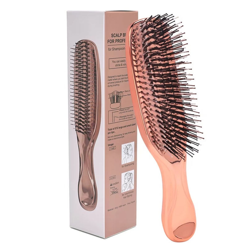 Japanese Premium Scalp Massager & Detangling Brush - Rose Gold Hair Cleaning Comb