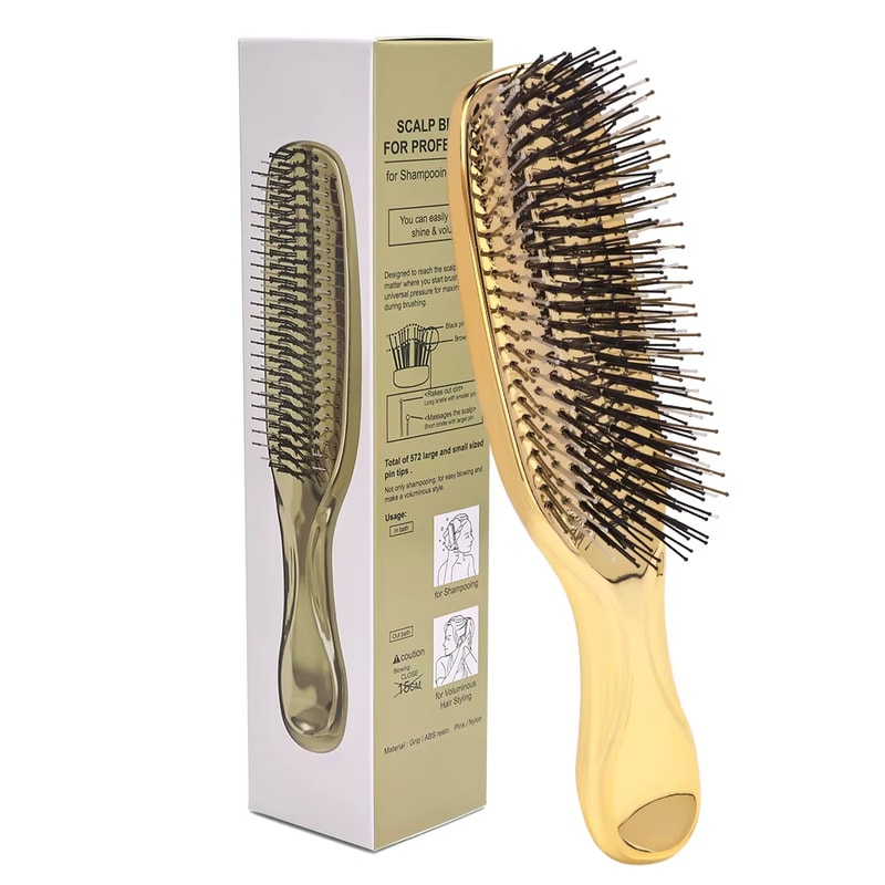 Japanese Premium Scalp Massager & Detangling Brush - Rose Gold Hair Cleaning Comb