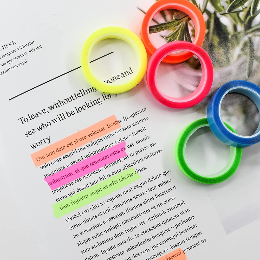 Roll Fluorescent Index Tabs - Transparent Sticky Notes for School & Office