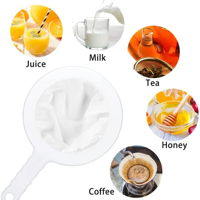Ultra Fine Mesh Strainer Washable Nylon Spoon Sieve For Soy Milk Juice Coffee Tea More 5