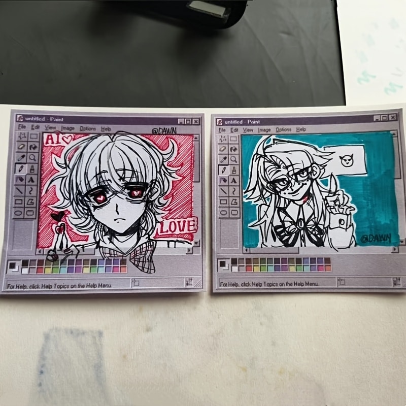 Vintage Computer Drawing Sticky Notes – Sheets, Durable Adhesive for Artists & Office Use