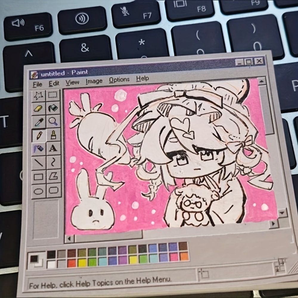 Vintage Computer Drawing Sticky Notes – Sheets, Durable Adhesive for Artists & Office Use