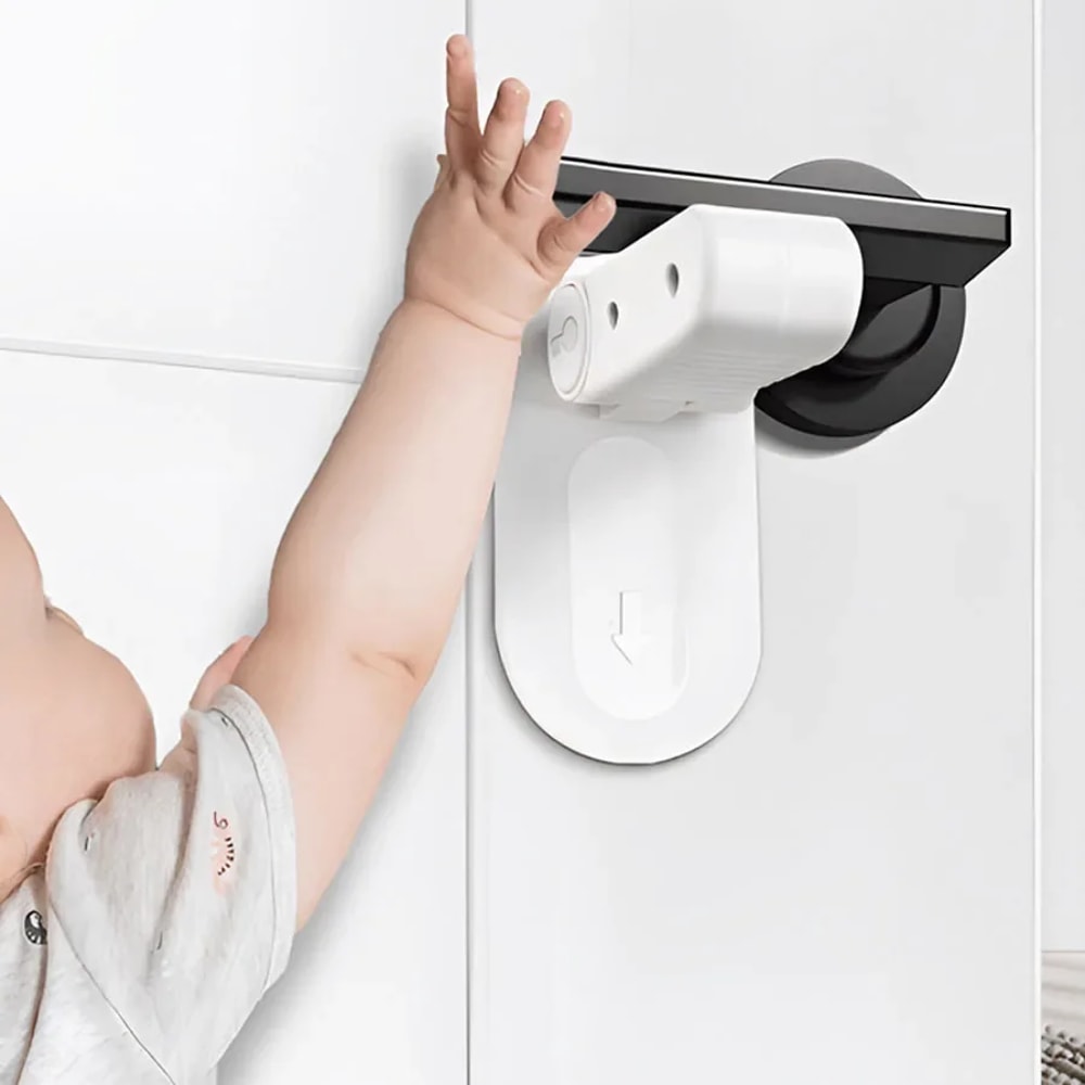 Child Safety Door Lever Lock – Universal Anti-Open Handle Lock for Kids, Baby Safety Lock, Punch-Free Installation