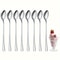 Stainless Steel Long Handle Spoons Set Dishwasher Safe For Ice Cream Coffee Tea And More 0