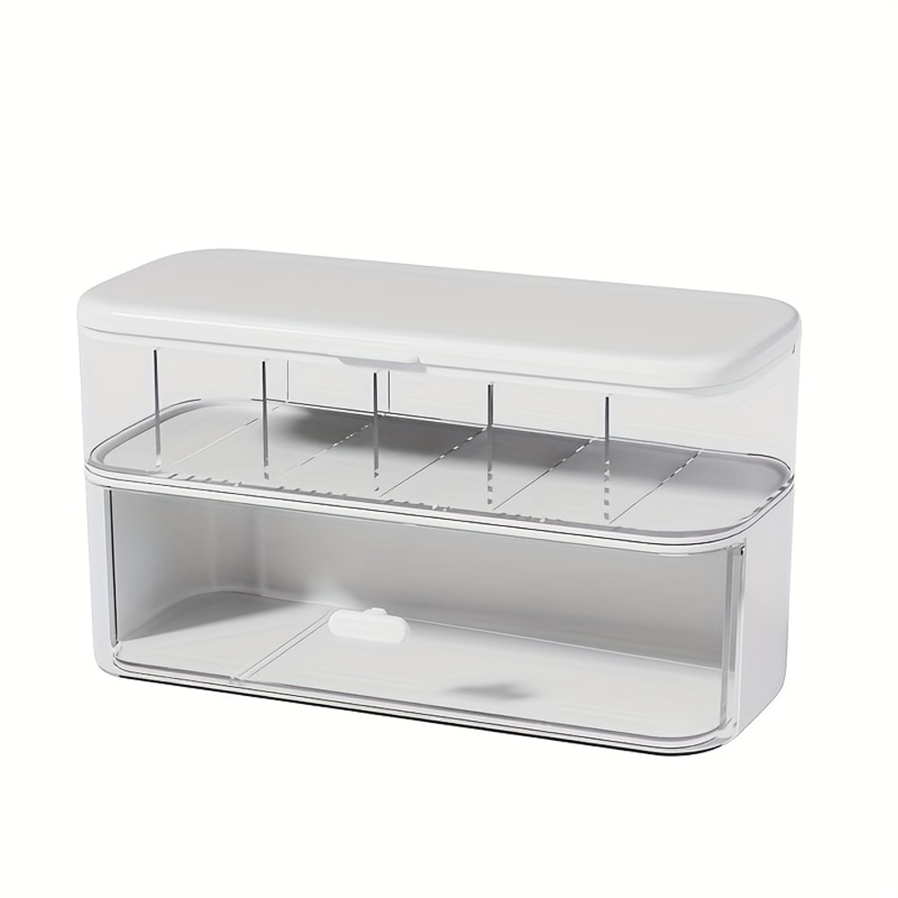 Transparent Desktop Cable Organizer Box With Lid Smart Cord Charger Storage For Home Office 5