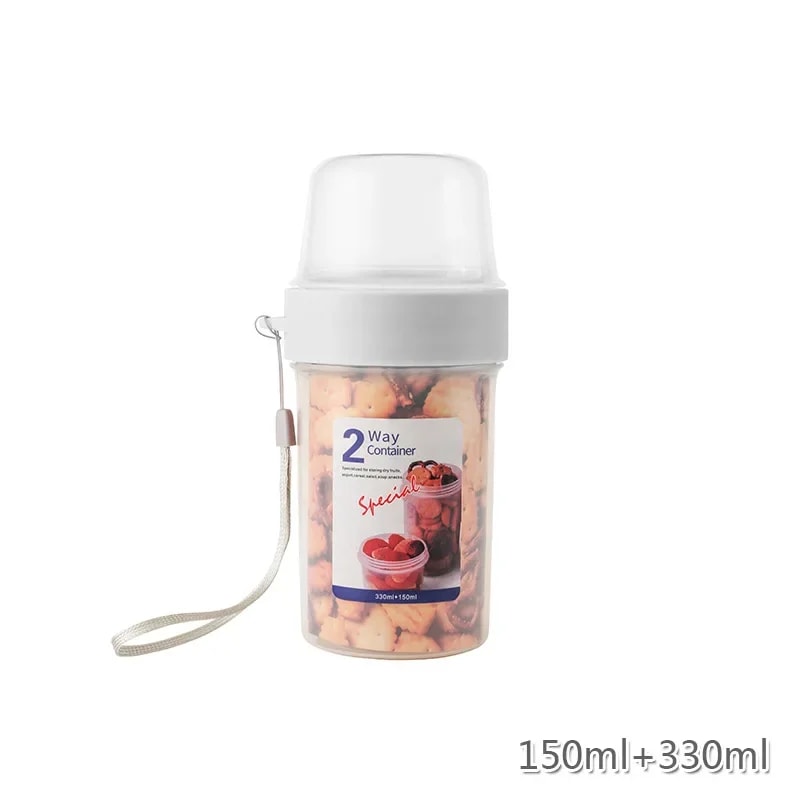 Breakfast Oatmeal Cereal Nut Yogurt Salad Cup Seal Container Set With Fork Sauce Cup Lid Bento Box 7