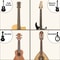 Zebra Wood Guitar Wall Mount Stand with Rotating Hooks – Universal Guitar Hanger for All Sizes