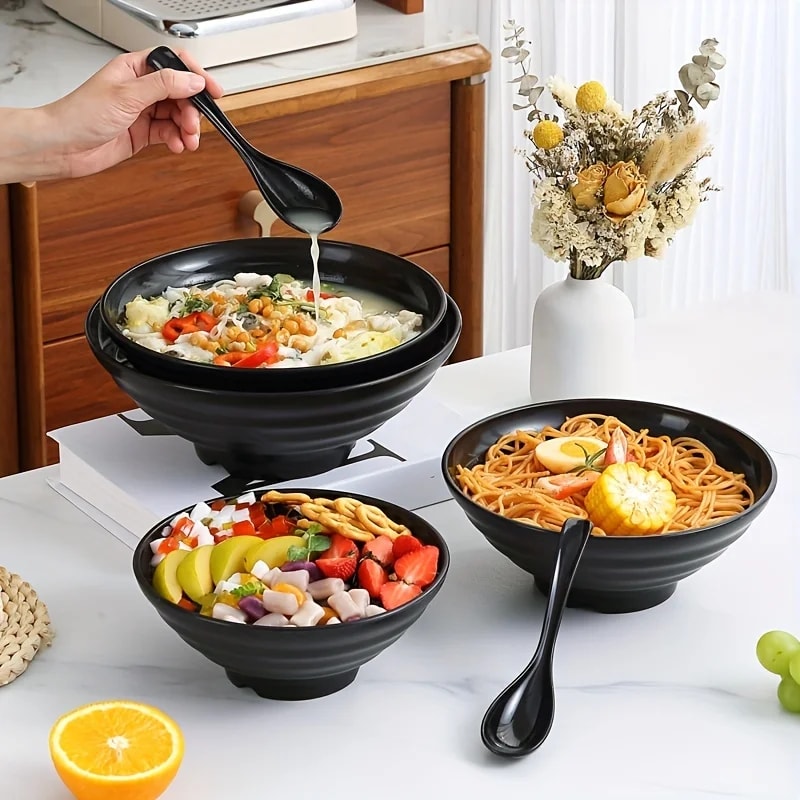 Non-Slip Plastic Ramen Bowl Thickened Lamian Noodle Salad Bowl for Kitchen and Restaurant Use