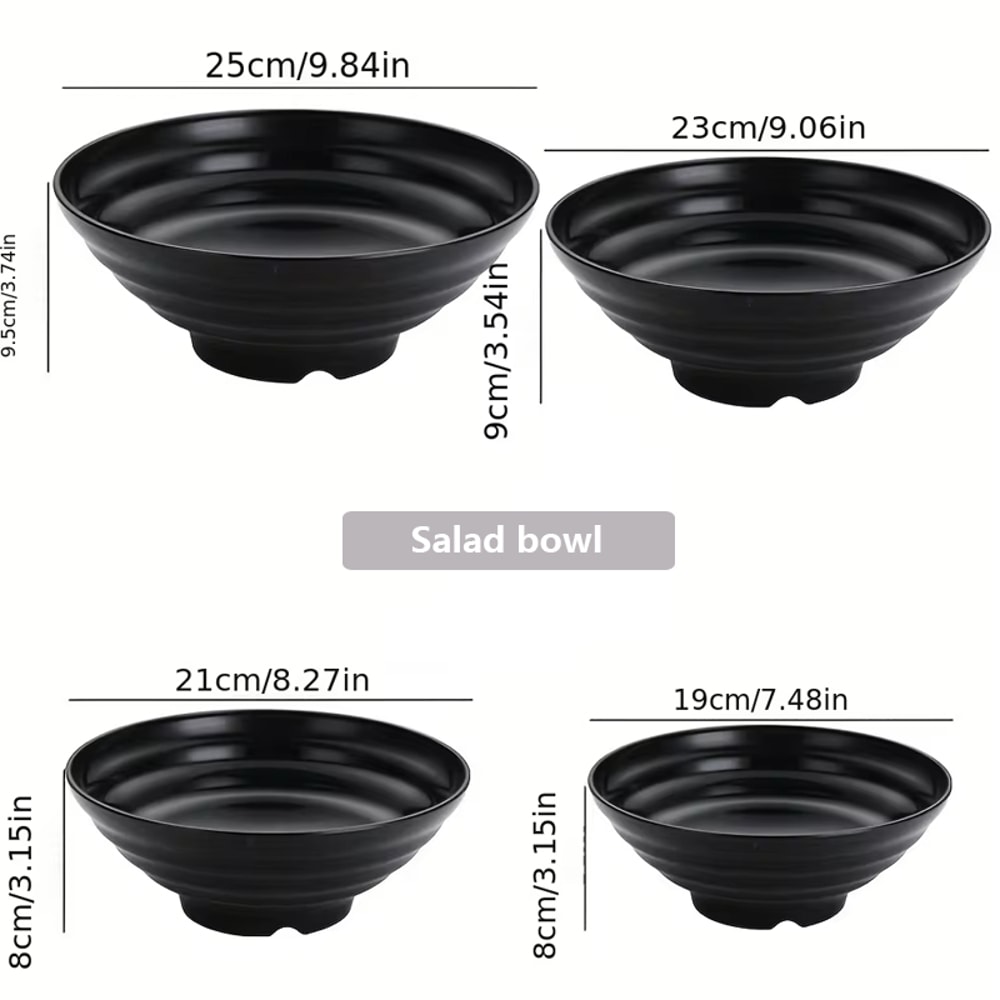Non-Slip Plastic Ramen Bowl Thickened Lamian Noodle Salad Bowl for Kitchen and Restaurant Use
