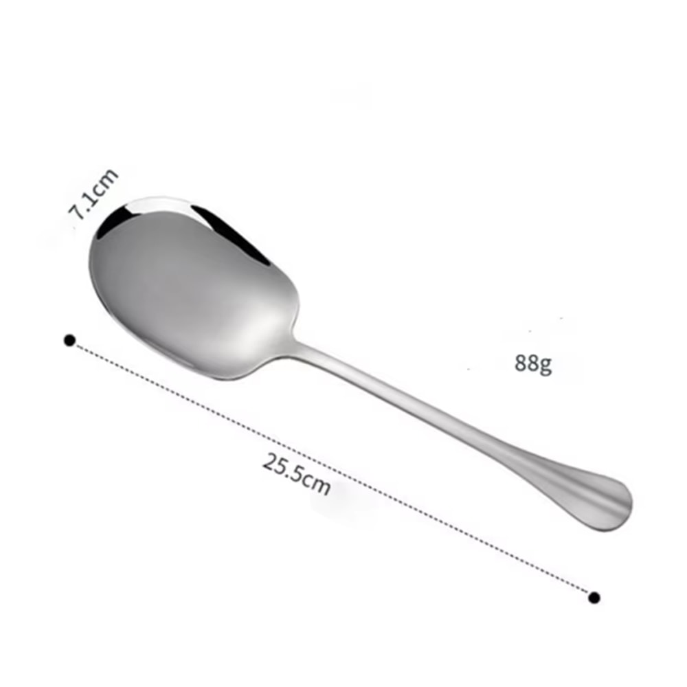 Ergonomic Stainless Steel Rice Spoon - Large Metal Serving Spoon for Kitchen, Pasta & Salad