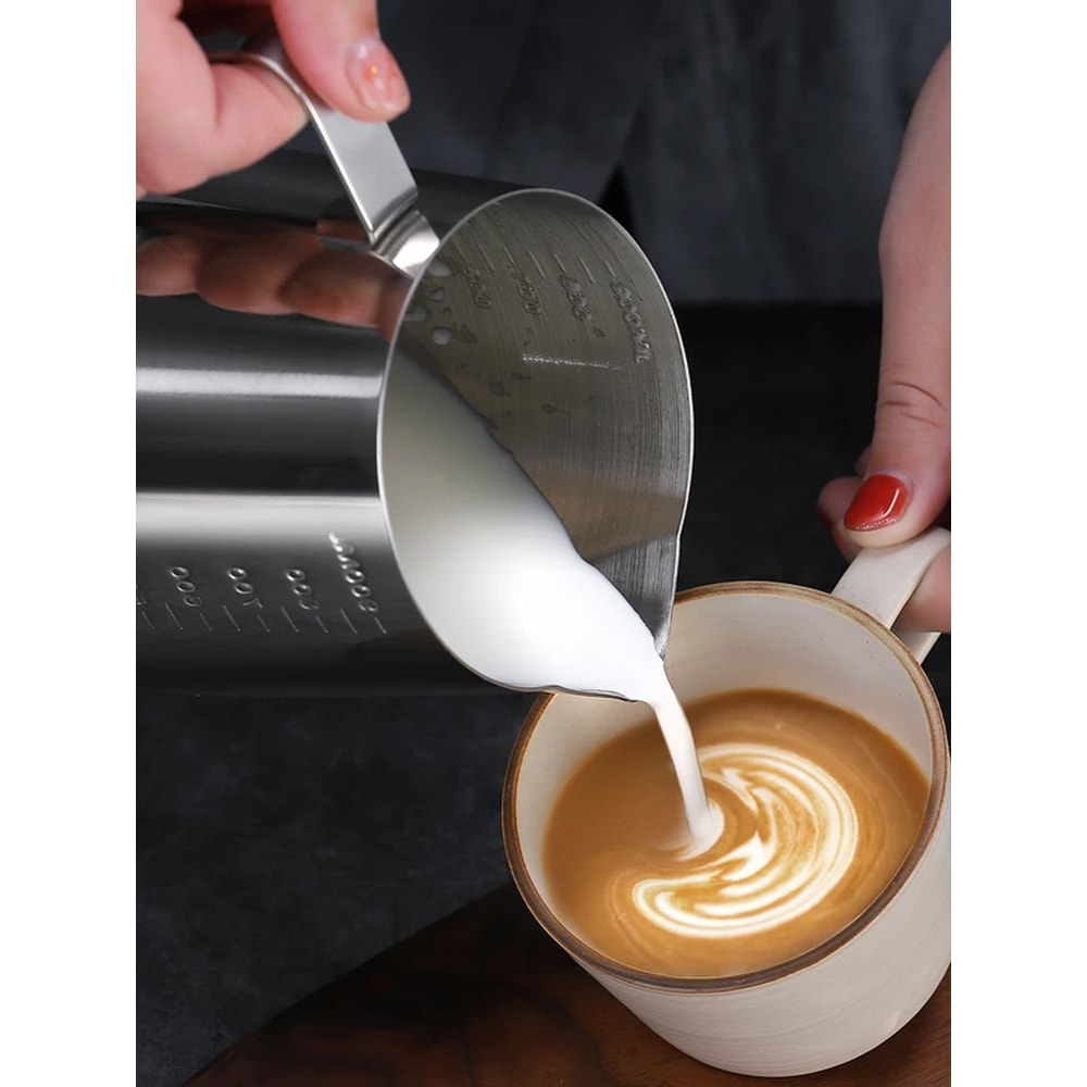 Stainless Steel Frothing Pitcher for Latte Art Espresso Steaming Pitcher with Measurement Scale for Coffee, Cappuccino
