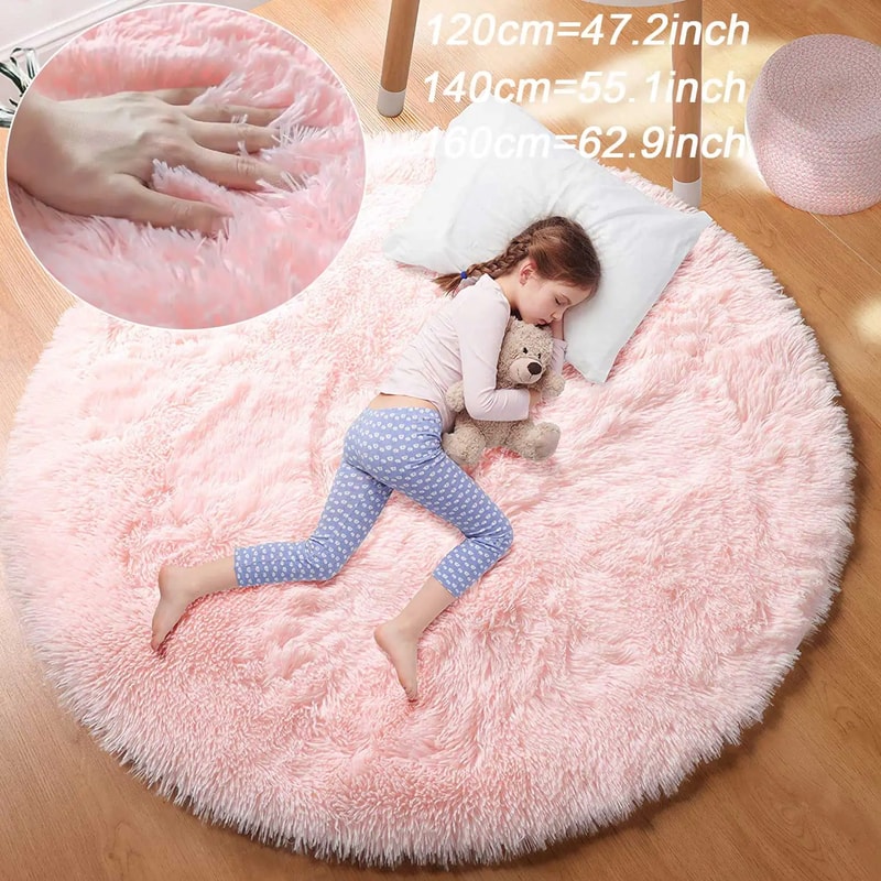 Super Soft Plush Round Rug Fluffy White Carpet For Living Room Bedroom Kid Room Salon Thick Pile H 2