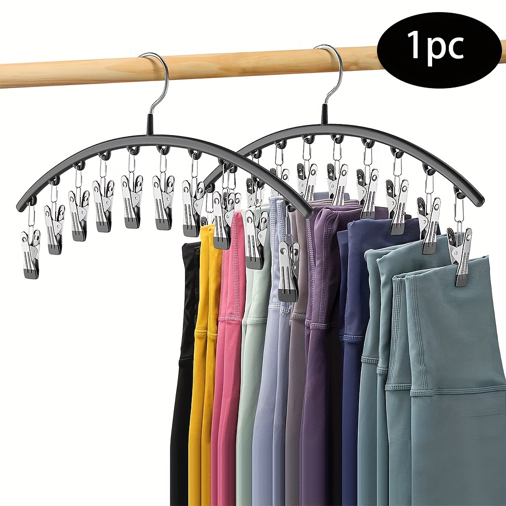 SpaceSaving Closet Organizer With Clips Hangs Pairs Of Leggings Efficient Black Hanger 0