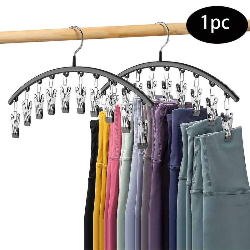 SpaceSaving Closet Organizer With Clips Hangs Pairs Of Leggings Efficient Black Hanger 0