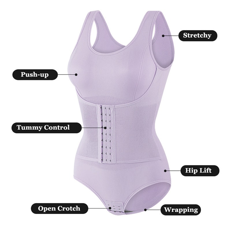 Women Bodysuit Shapewear With Zipper Belt Tummy Control Waist Trainer 2
