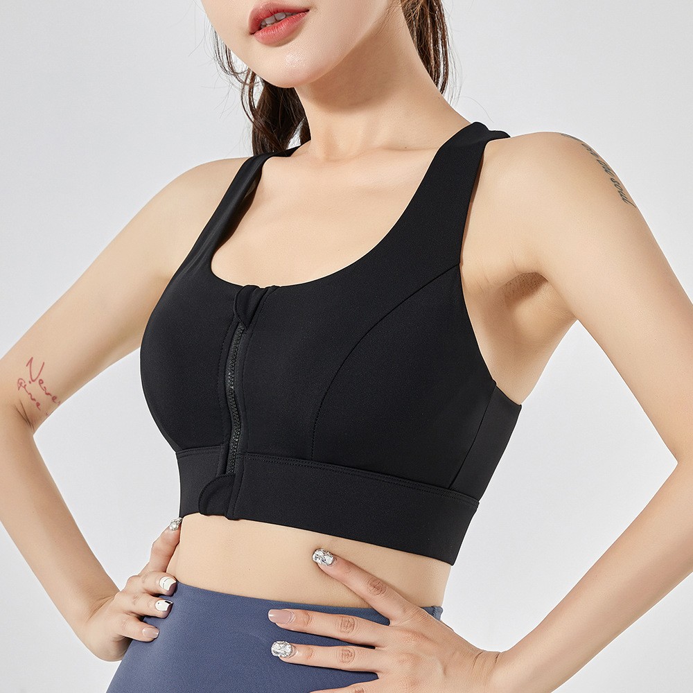 High Impact Front Zipper Sports Bra For Women Quick Dry Shockproof Yoga Bra Fitness Running Vest 1