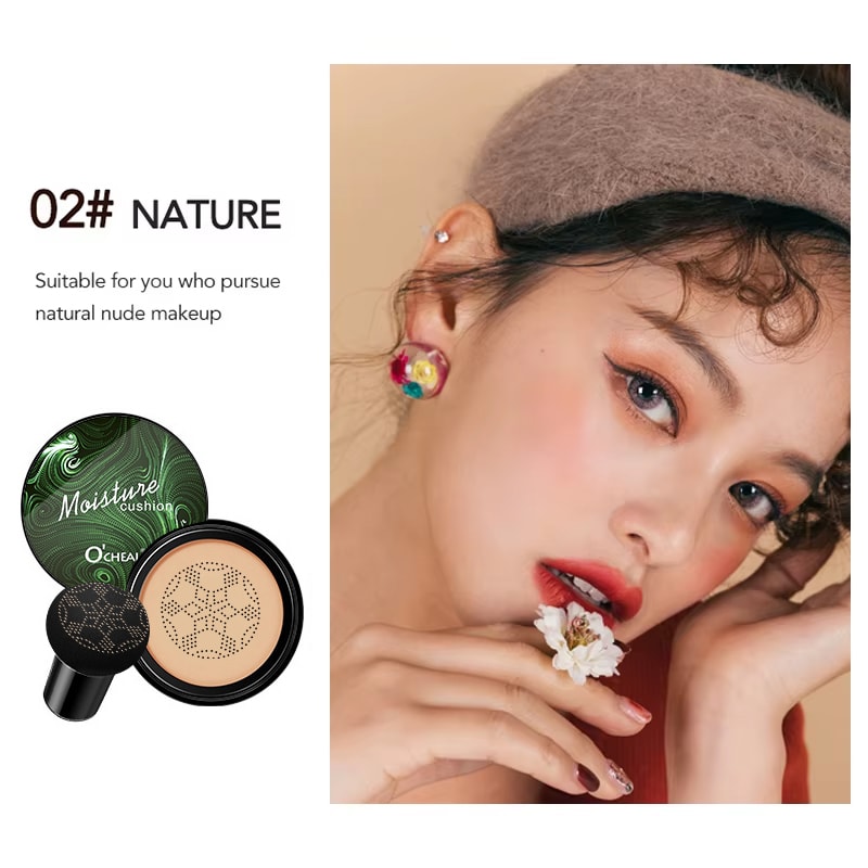 Ocheal BB Cream Air Cushion Foundation & Concealer with Mushroom Head Puff