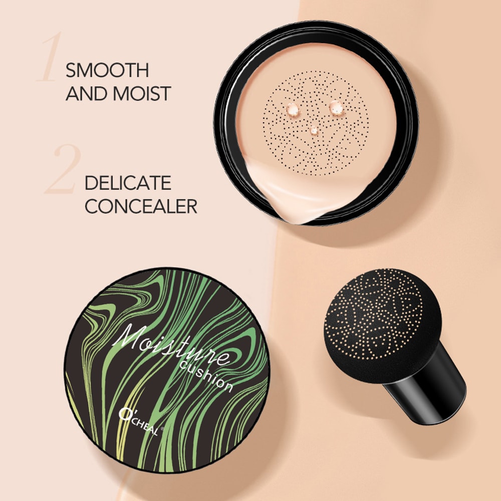 Ocheal BB Cream Air Cushion Foundation & Concealer with Mushroom Head Puff