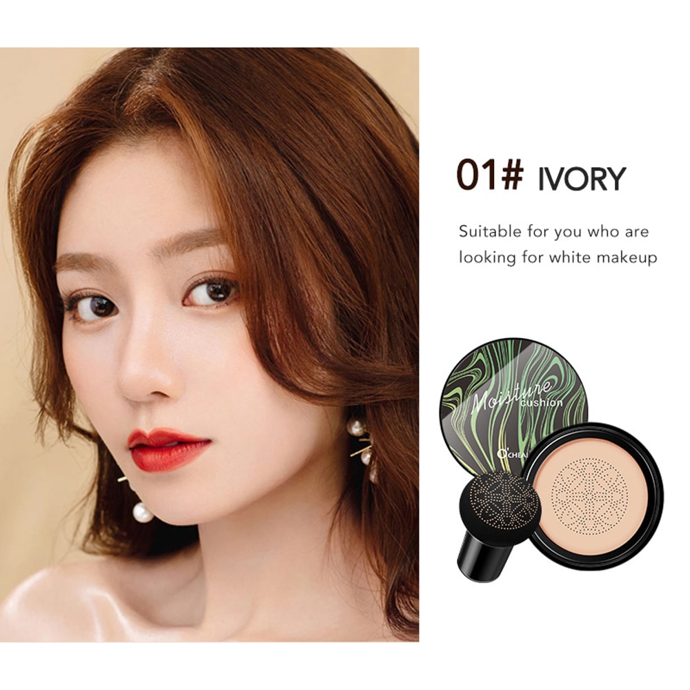 Ocheal BB Cream Air Cushion Foundation & Concealer with Mushroom Head Puff