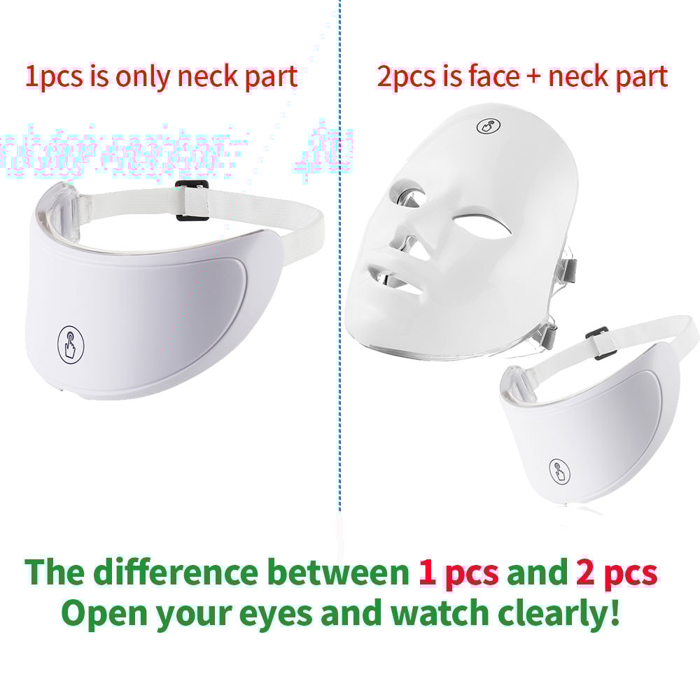 LED Facial and Neck Beauty Mask with Colors Skin Care Photon Neck Massager