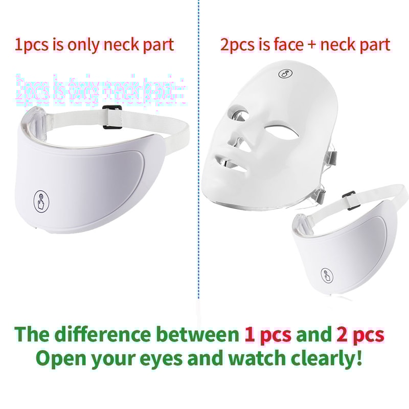 LED Facial and Neck Beauty Mask with Colors Skin Care Photon Neck Massager