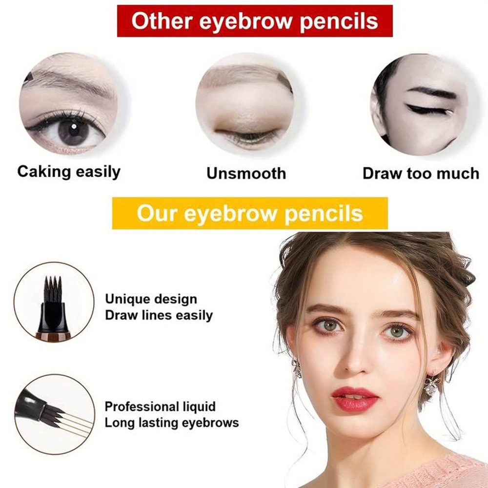 Waterproof Microblading Eyebrow Pen Split Head For Natural Brows 2