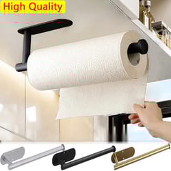 adhesive kitchen paper towel holder & toilet roll dispenser space-saving bathroom storage rack