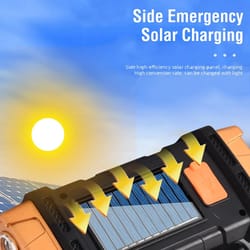 solar rechargeable flashlight usb led camping light with cob work light power bank