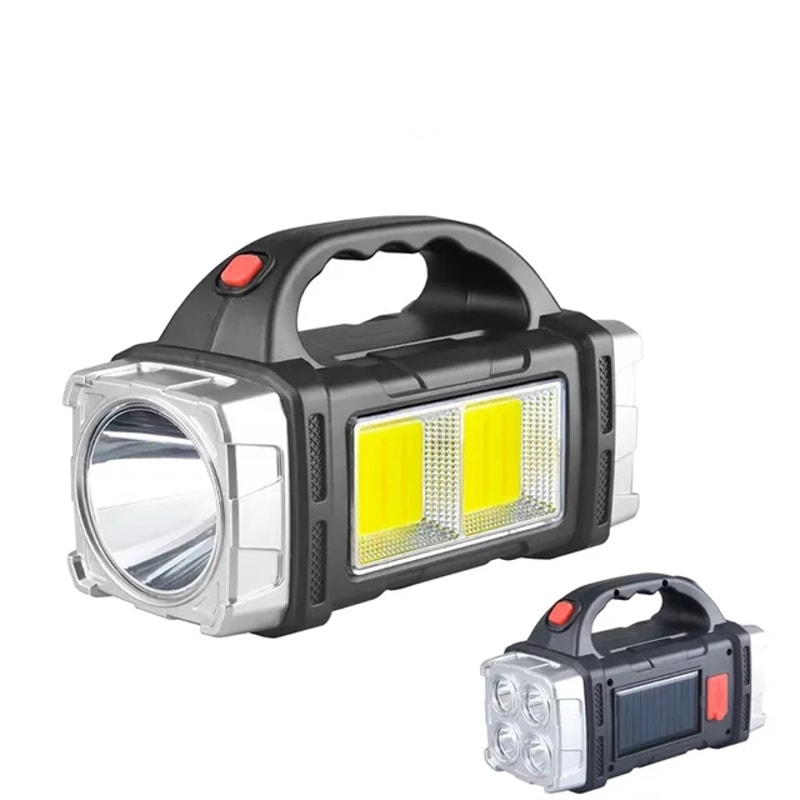 Solar Rechargeable Flashlight USB LED Camping Light With COB Work Light Power Bank 7