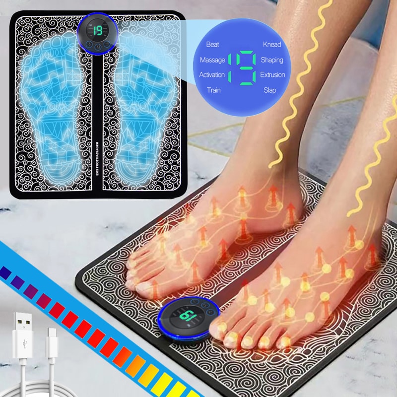 Portable EMS Foot Massager Electric Foot Massager Pad for Muscle Relaxation and Circulation