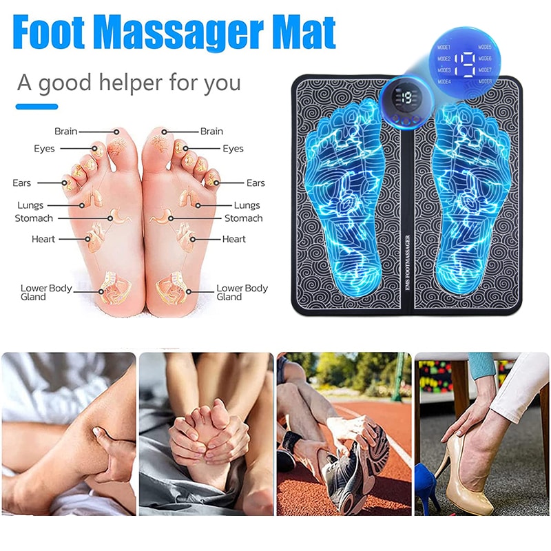 Portable EMS Foot Massager Electric Foot Massager Pad for Muscle Relaxation and Circulation