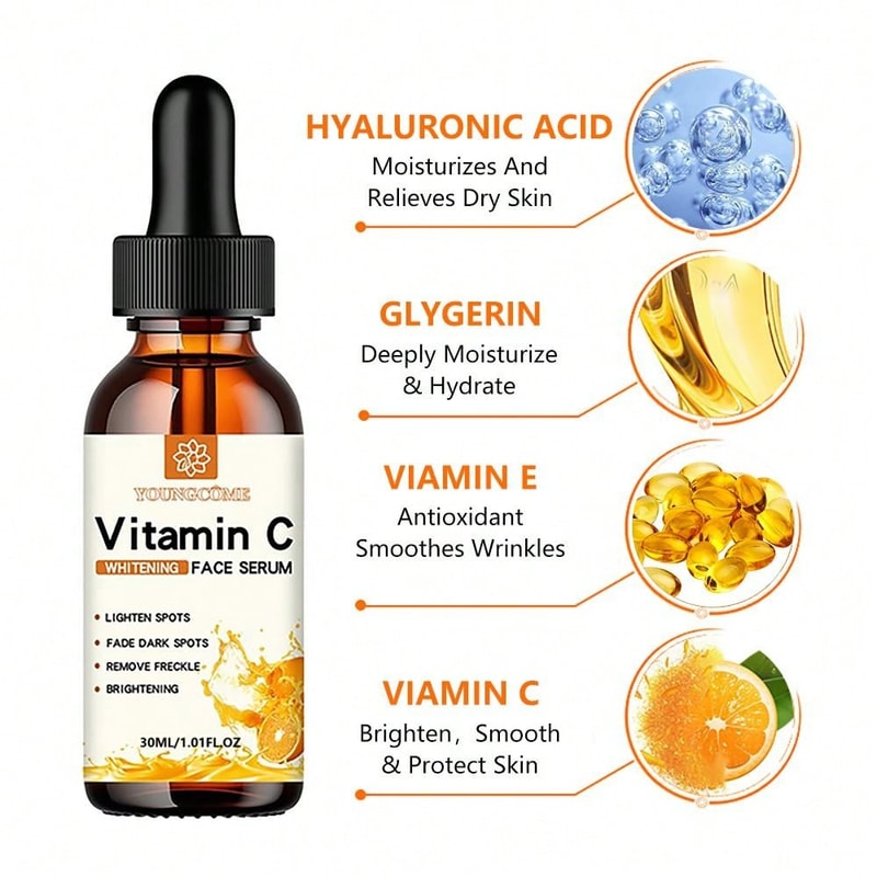 Vitamin C Facial Essence with Hyaluronic Acid & Dark Spot Remover Moisturizing, Anti-aging Repair for Radiant Skin
