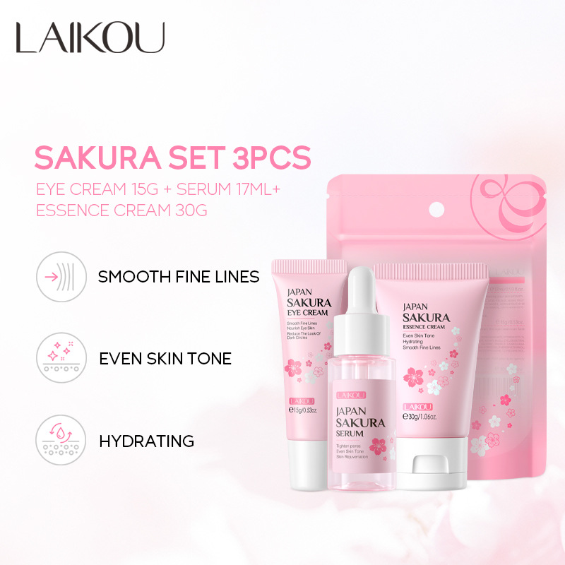 Vitamin Golden Sakura Skin Care Set – Face Cream, Serum, Eye Cream for Anti-Aging, Moisturizing & Wrinkle