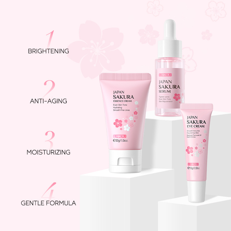Vitamin Golden Sakura Skin Care Set – Face Cream, Serum, Eye Cream for Anti-Aging, Moisturizing & Wrinkle