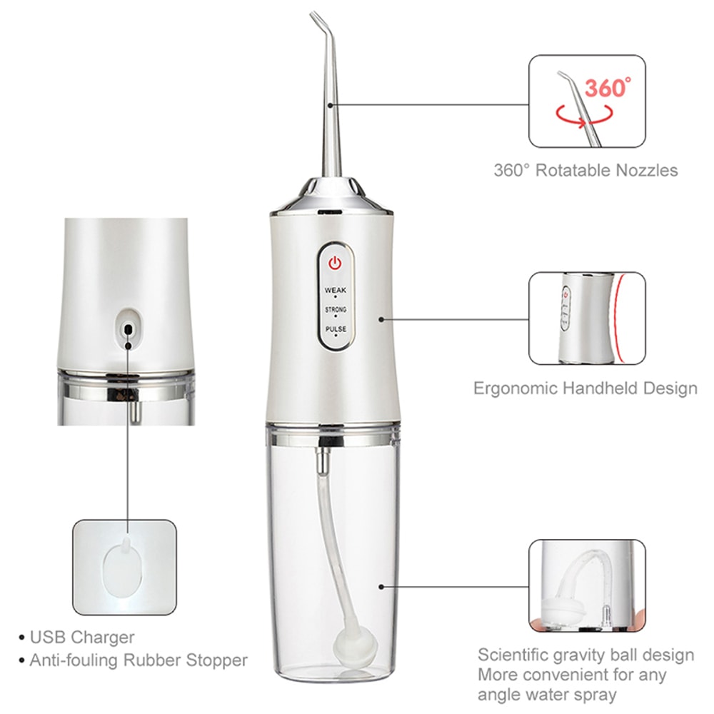 Portable Smart Electric Oral Irrigator Rechargeable Water Flosser with Jets & Modes for Dental Care