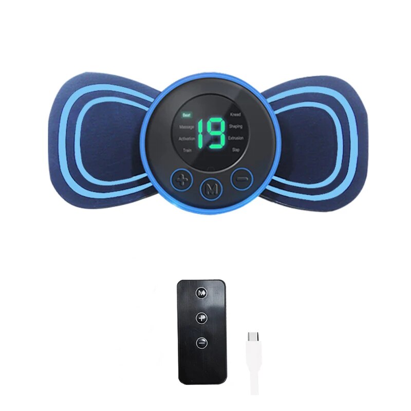 Portable Electric Intelligent Mini Neck Massager Patch for Back and Shoulder - Relaxing Massage with Pad and Remote