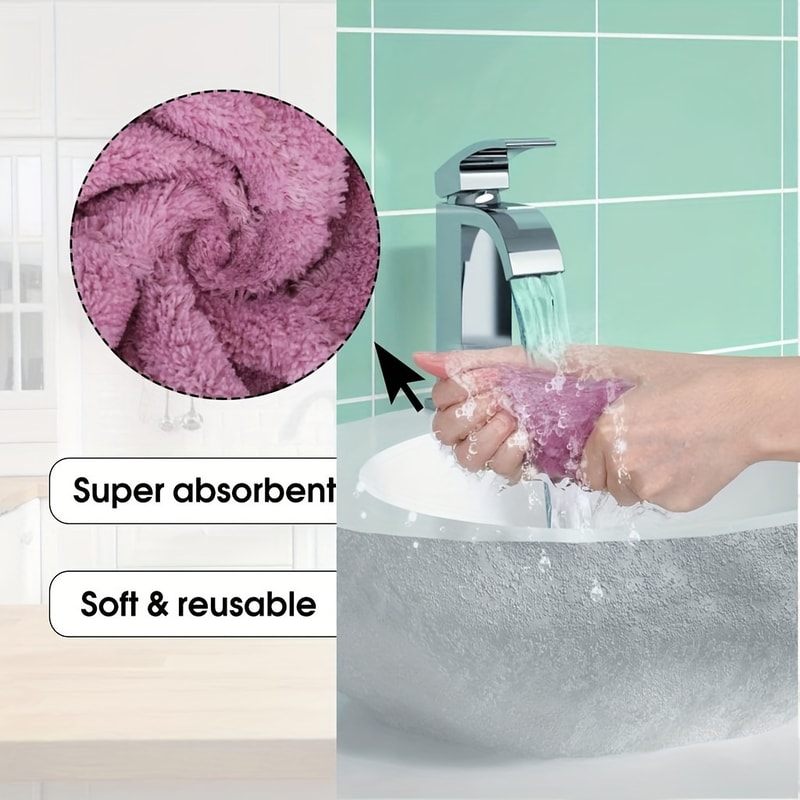 Microfiber Dish Cloths Multi-Purpose, Double-Sided Cleaning Towels for Kitchen & Tableware