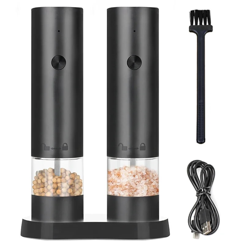 USB Rechargeable Electric Salt And Pepper Grinder Adjustable Coarseness Large Capacity Auto Spice 7