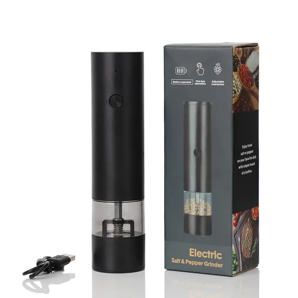 USB Rechargeable Electric Salt And Pepper Grinder Adjustable Coarseness Large Capacity Auto Spice 6