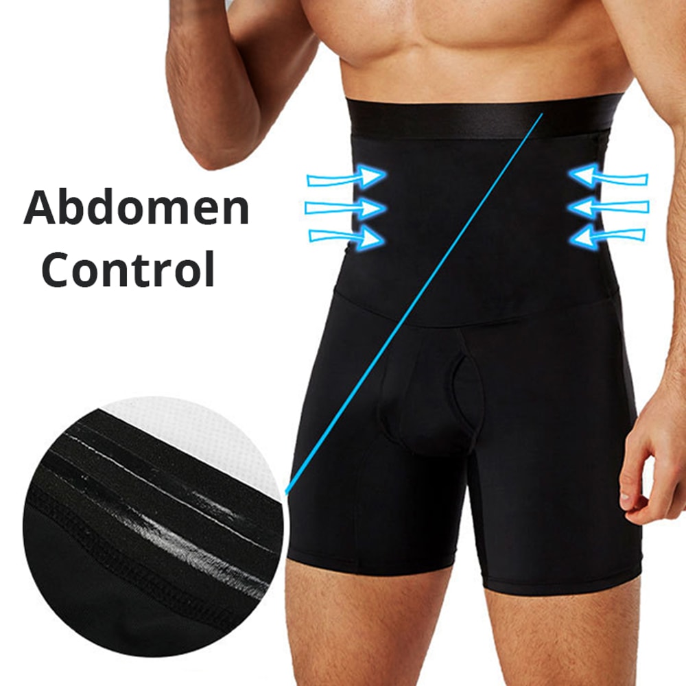 Men High Waist Compression Tummy Control Shorts - Slimming Body Shaper Boxer