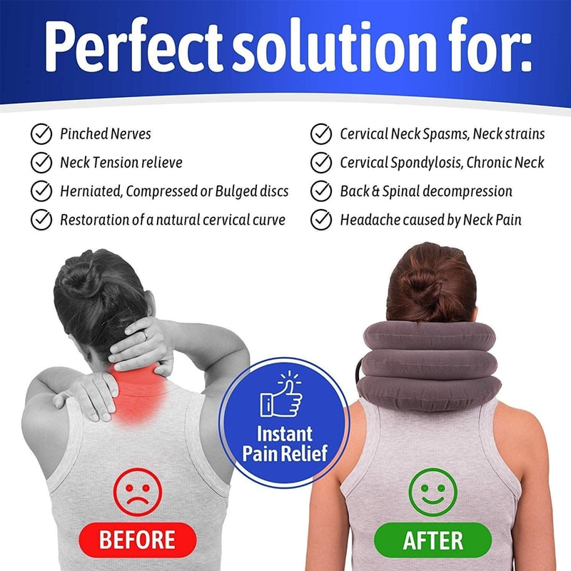 Cervical Neck Traction Device – Inflatable Neck Stretcher Collar for Chronic Pain Relief, Home Treatment for Neck
