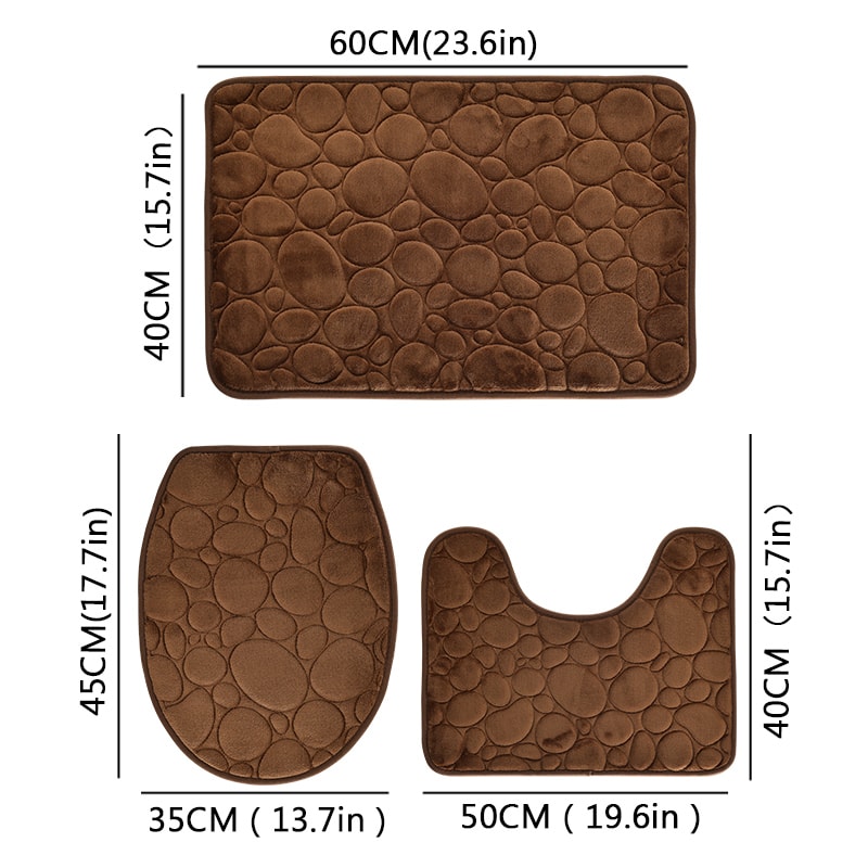 Solid Color Non-slip Stone Pattern Bathroom Mat Set Comfortable, Water-absorbing Piece Set