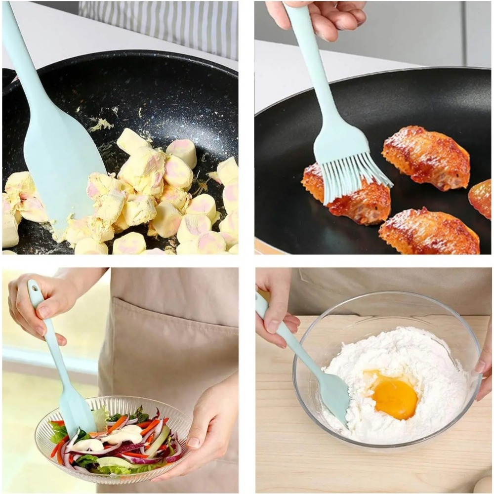Silicone Spatula Set Piece NonStick Heat Resistant Kitchen Tool Set For Cooking Baking 2