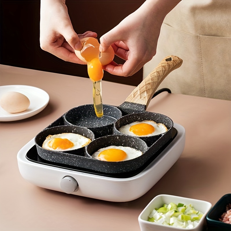 Non-Stick Omelette Pan for Egg Dumplings & Burgers | Medical Stone Four-Hole Breakfast Frying Pan
