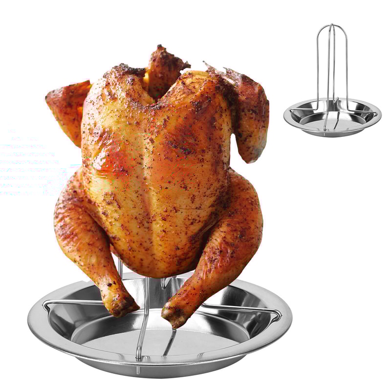Non-stick Chicken Roaster Rack – Carbon Steel BBQ Grill Stand for Perfect Roasted Chicken