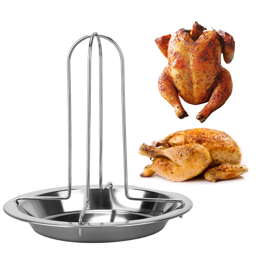 Non-stick Chicken Roaster Rack – Carbon Steel BBQ Grill Stand for Perfect Roasted Chicken