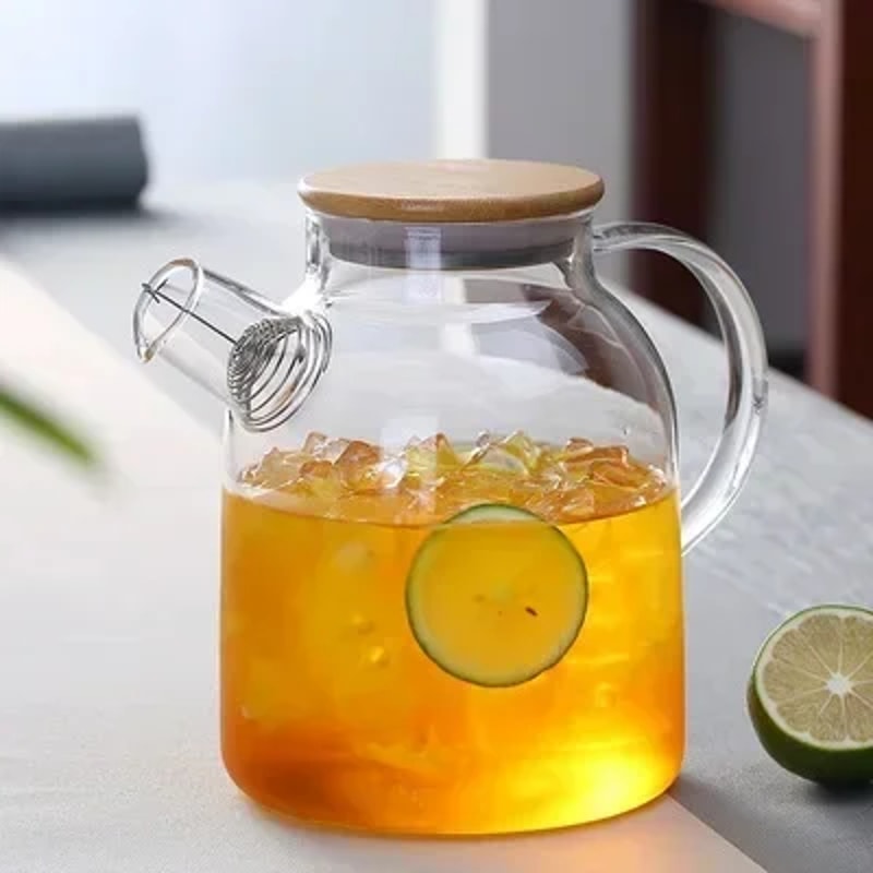 Borosilicate Glass Teapot Heat-Resistant Flower Tea Pot for Home & Office