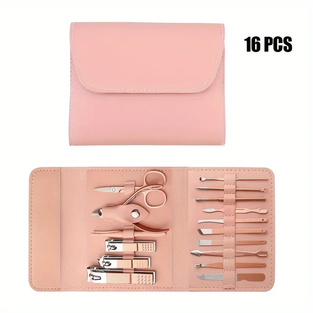 Piece Nail Clippers Set With Cuticle Nippers Travel Case Professional Manicure Pedicure Kit 2