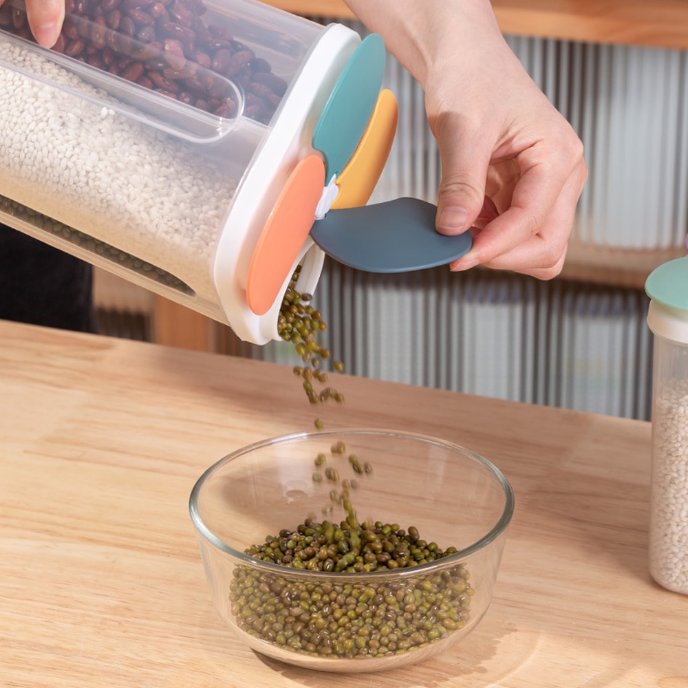 MoistureProof Kitchen Storage Box With Grids Food Container For Grains Cereal 1