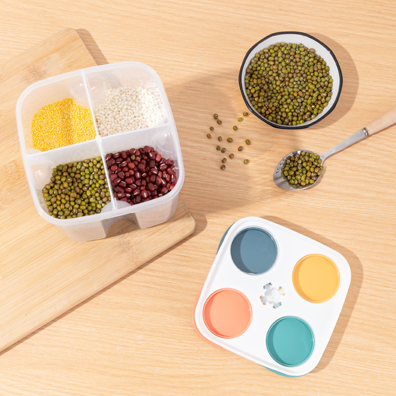 MoistureProof Kitchen Storage Box With Grids Food Container For Grains Cereal 2